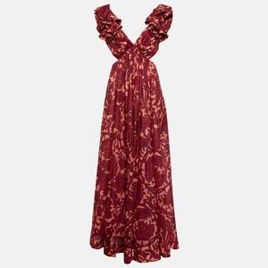 Zimmerman Tiggy Silk Shoulder Frill Maxi Dress - NWT
